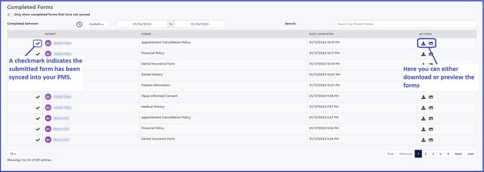 Completed and Pending Forms 1