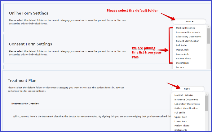 Patient forms settings 1