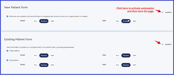 Patient forms settings 2